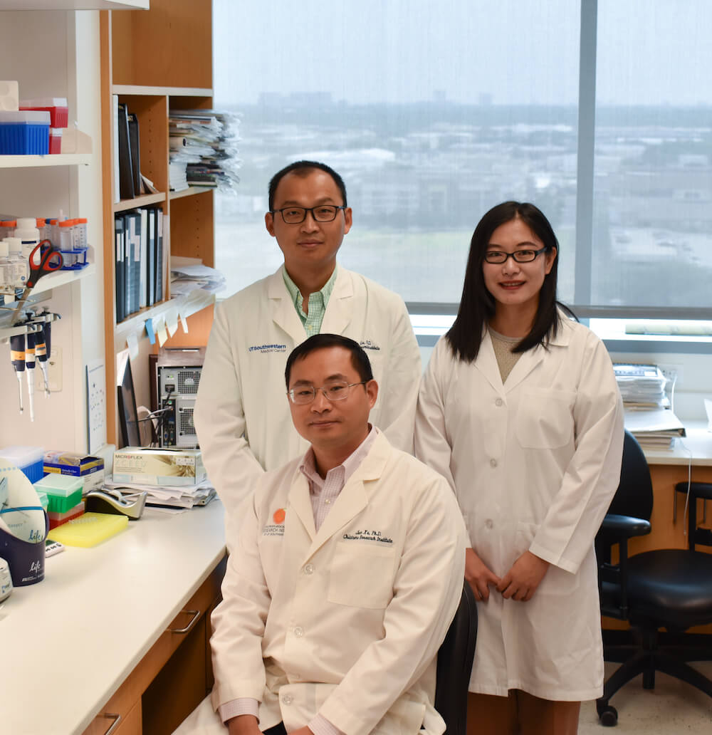 Jian Xu, Ph.D. with first authors Zhimin Gu, Ph.D. and Yuxuan Liu, Ph.D.
